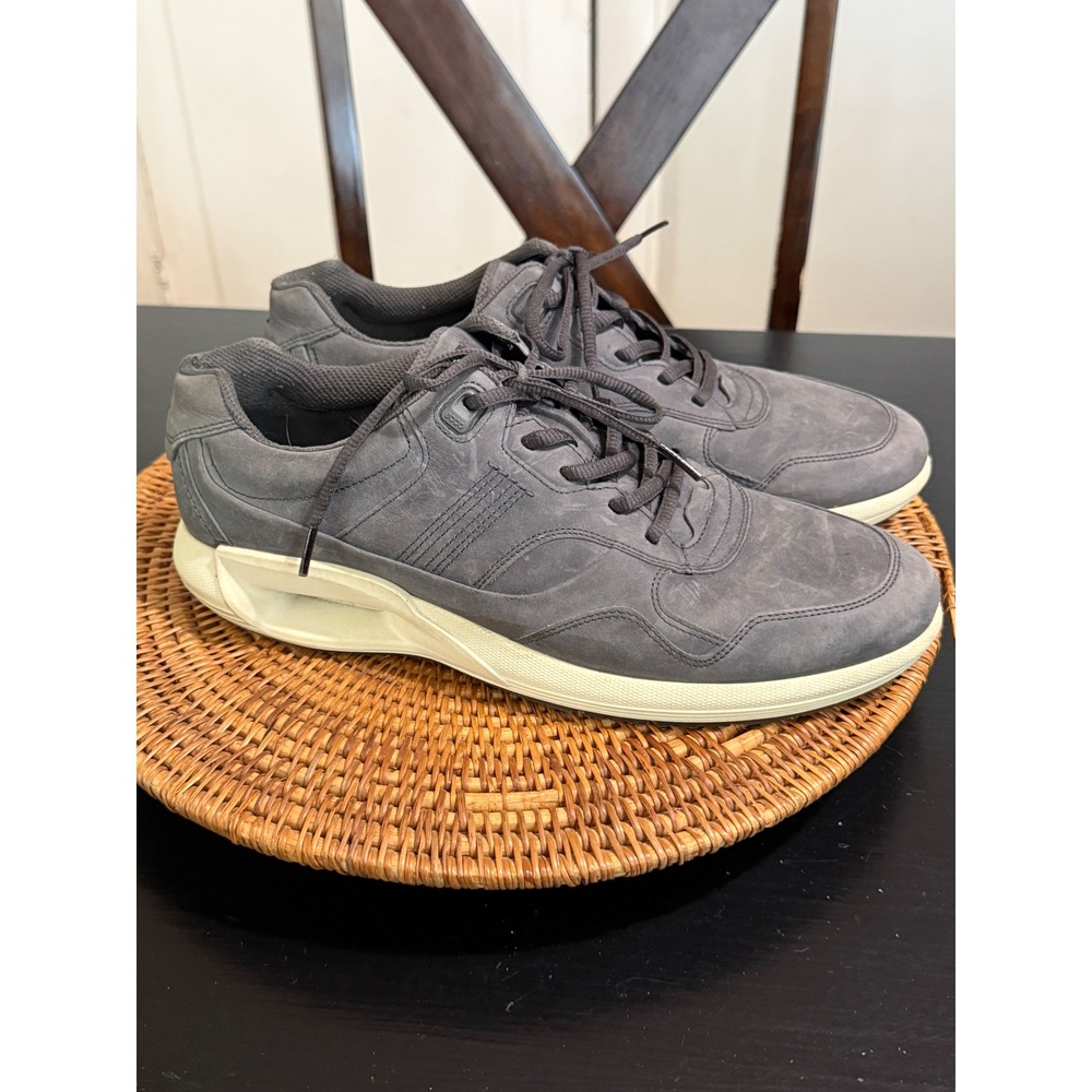 ECCO Mens Soft Nubuck Leather Low Top Sneakers Charcoal Grey EU 45